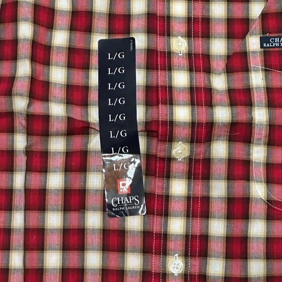Chaps Ralph Lauren Red & Yellow Plaid Button Down Shirt, Large, NWT - Picture 3 of 6